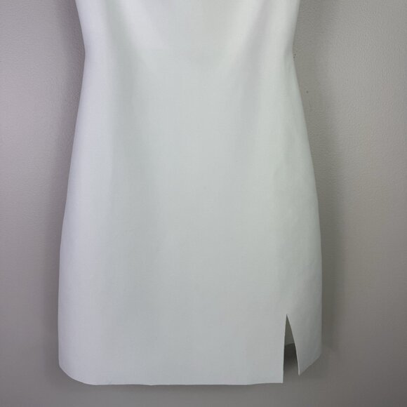 Princess Polly Bombshell White Mini Dress 4 Square Neck Bodycon Slit Party - Picture 4 of 8